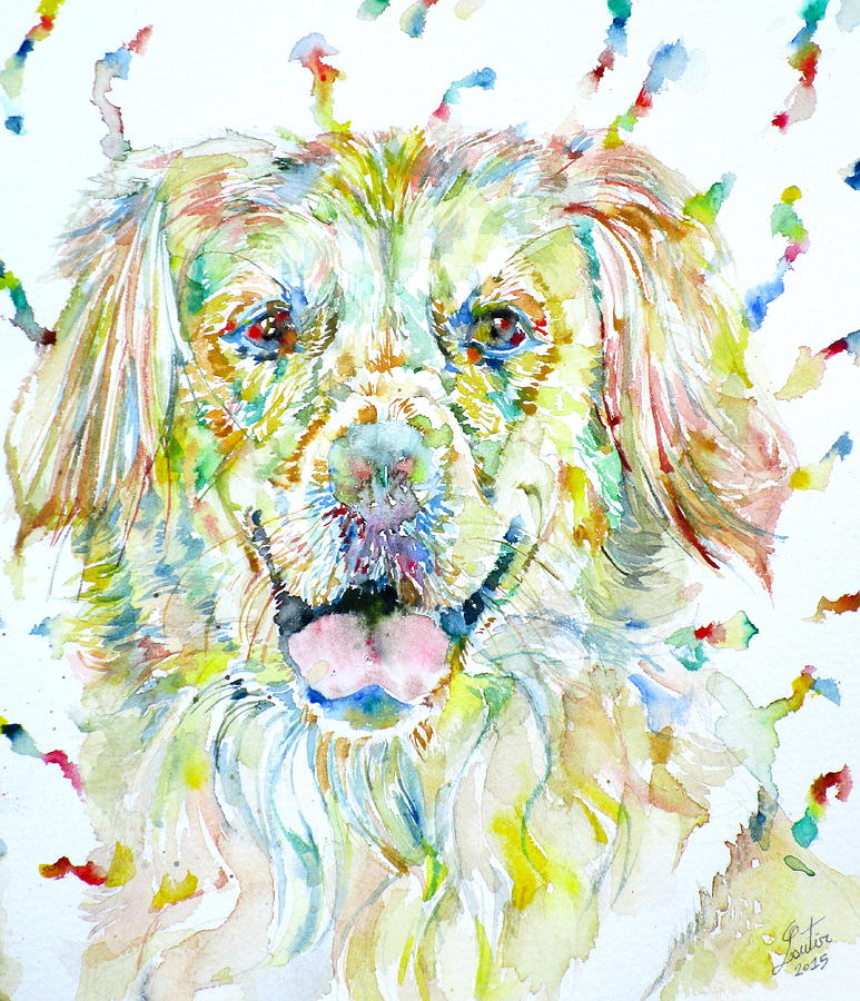 Watercolor Labrador Painting by Fabrizio Cassetta