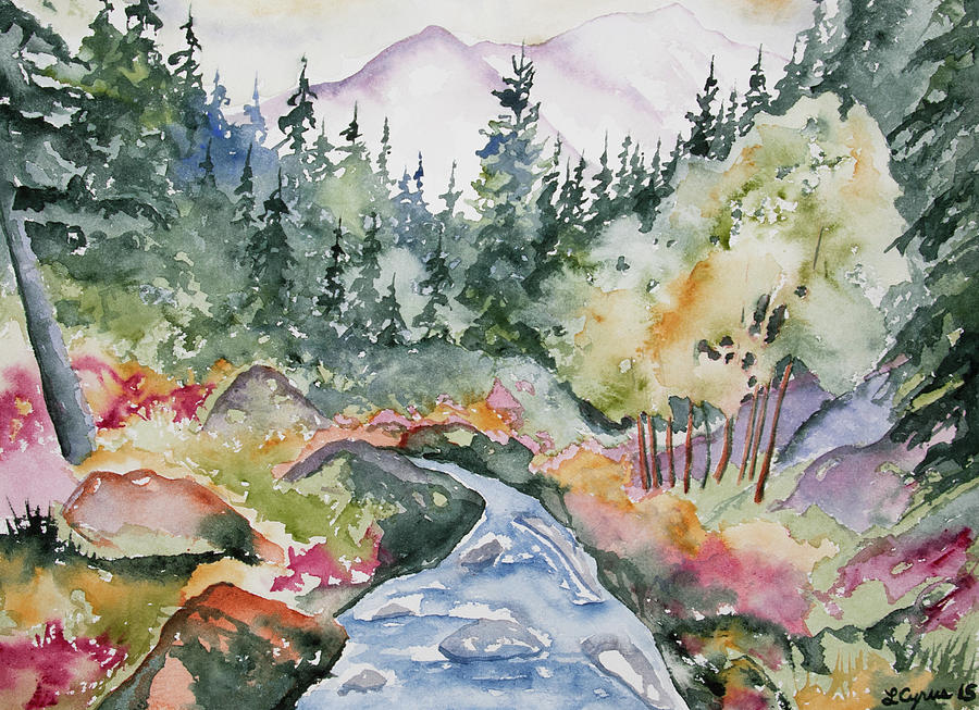 Watercolor - Longs Peak Autumn Landscape Painting by Cascade Colors