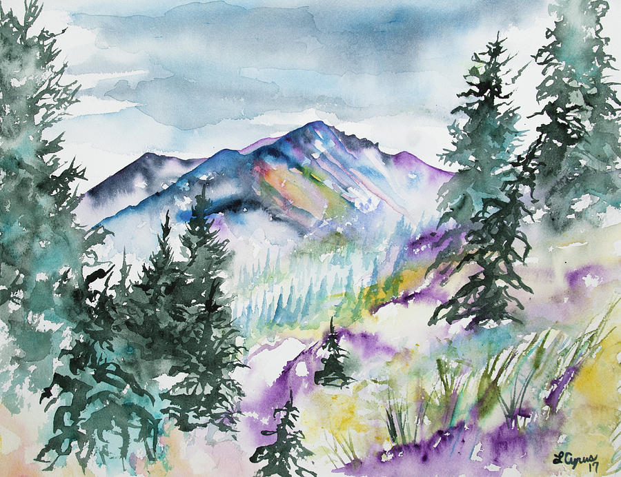 Watercolor - Longs Peak Summer Landscape Painting by Cascade Colors