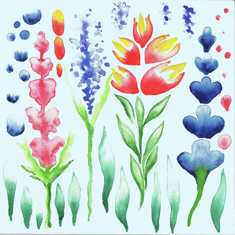 Watercolor Magic Flowers Magic Garden For Baby Room Painting by Irina Sztukowski