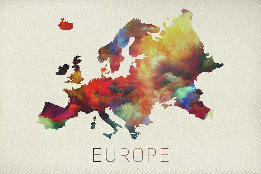 Watercolor Map of Europe Mixed Media by Design Turnpike - Pixels Merch
