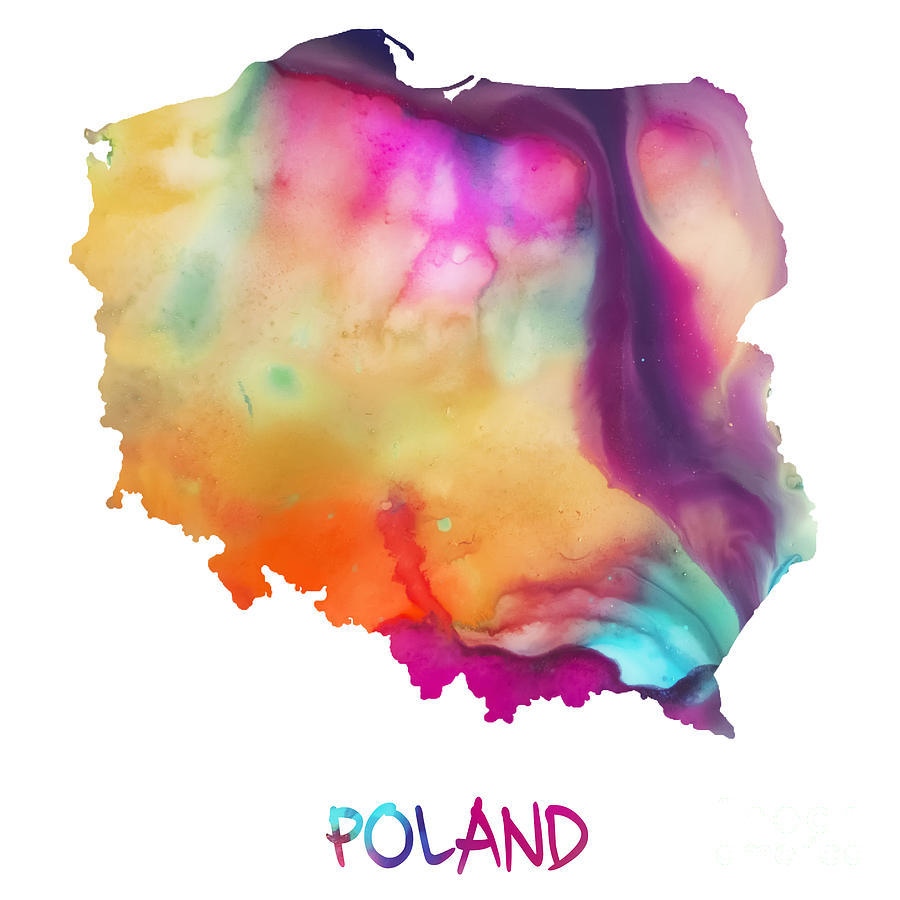 Watercolor Map Of Poland Painting