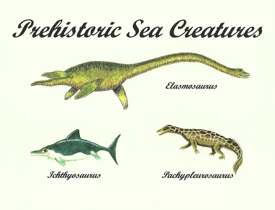 Prehistoric Sea Creatures Montage - Landscape Painting by Michael Vigliotti  - Pixels