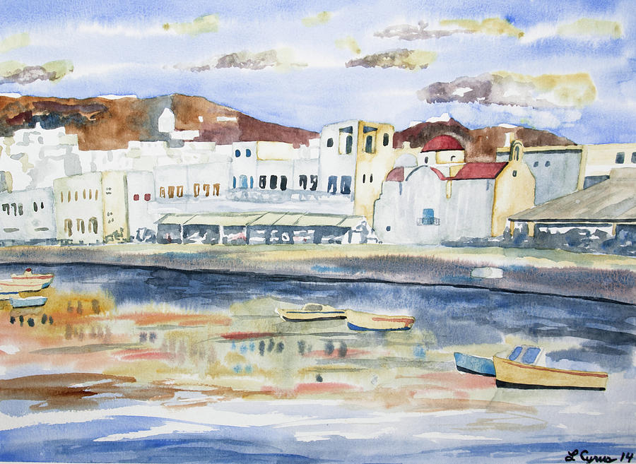 Watercolor - Mykonos Greece Painting by Cascade Colors