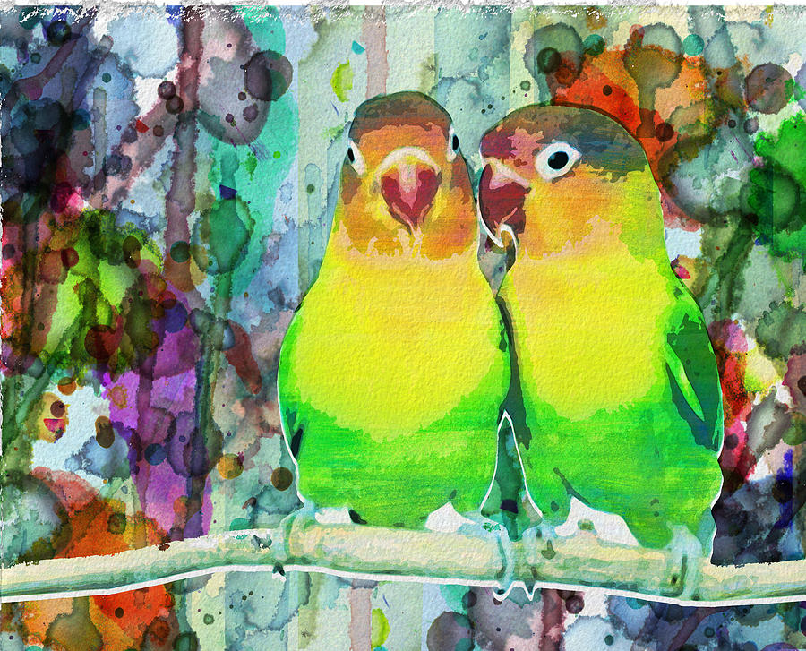 Watercolor Neon Parrots Bird Painting Watercolor Abstract Painting by Robert R Splashy Art Abstract Paintings