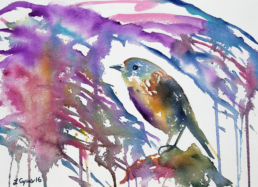 Watercolor - North Island Robin Impression Painting by Cascade Colors