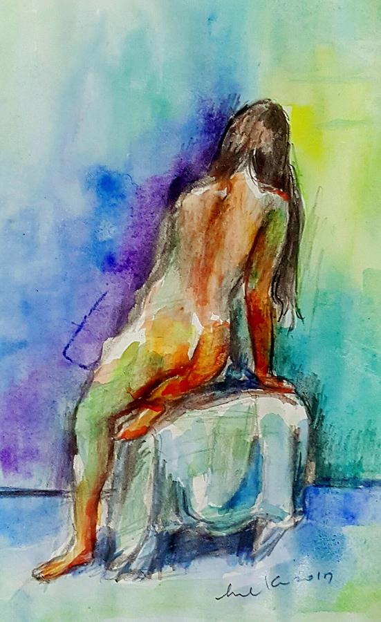 Watercolor nude Painting by Hae Kim