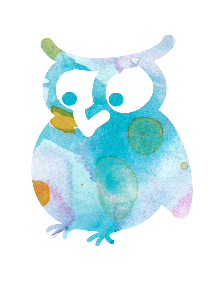 Cute Owl Digital Art - Watercolor Owl by Nursery Art