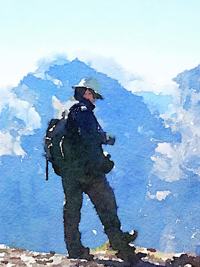 painting man on mountain