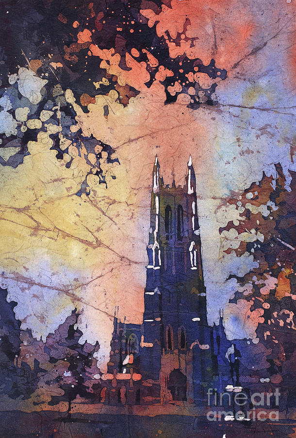 Watercolor painting of Duke Chapel on the Duke University campus Painting by Ryan Fox