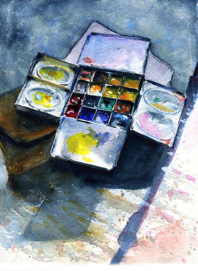 Watercolor Pallet Painting by John D Benson