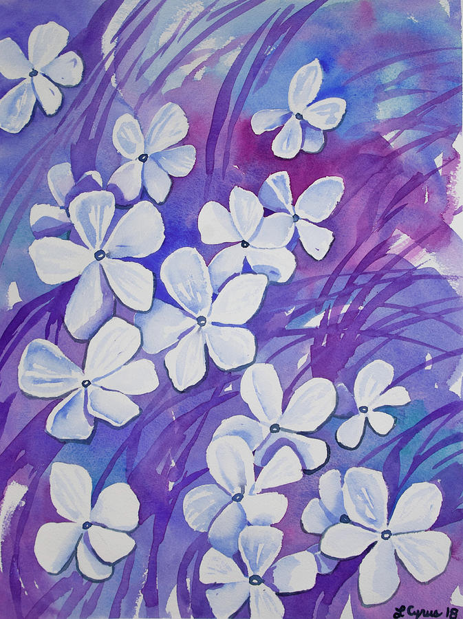 Watercolor- Phlox Wildflowers Painting by Cascade Colors