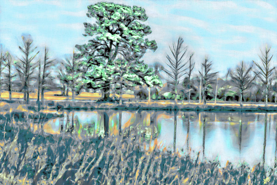 Watercolor Pond Scenery Photograph by Gina OBrien