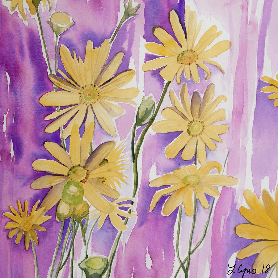 Watercolor - Prairie Dock Wildflowers Painting by Cascade Colors