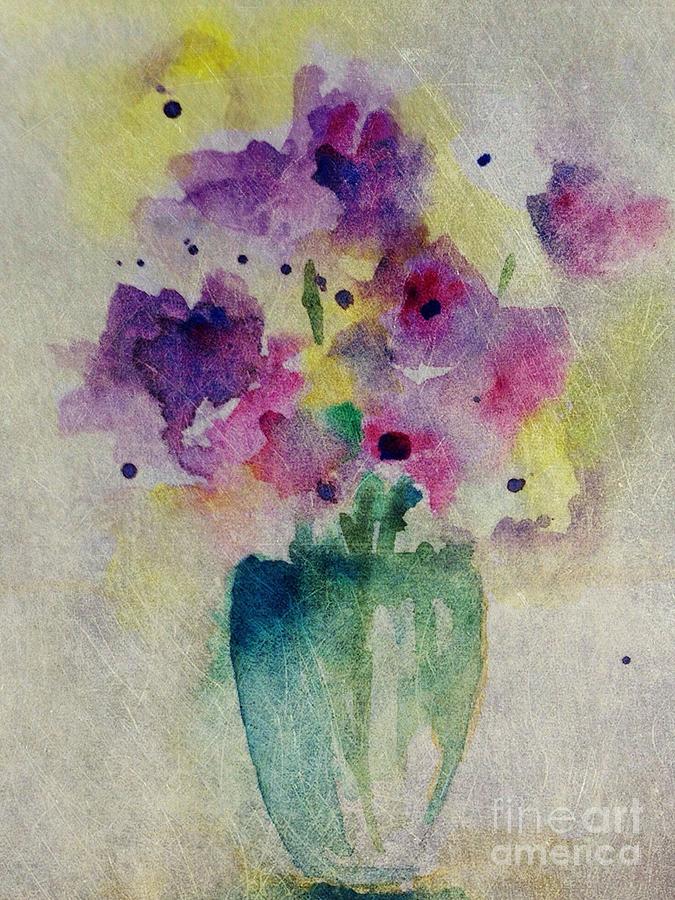Watercolor Purple Bouquet  Mixed Media by Britta Zehm
