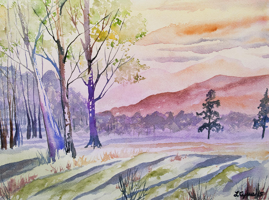 Watercolor - Rocky Mountain Sunset Painting by Cascade Colors