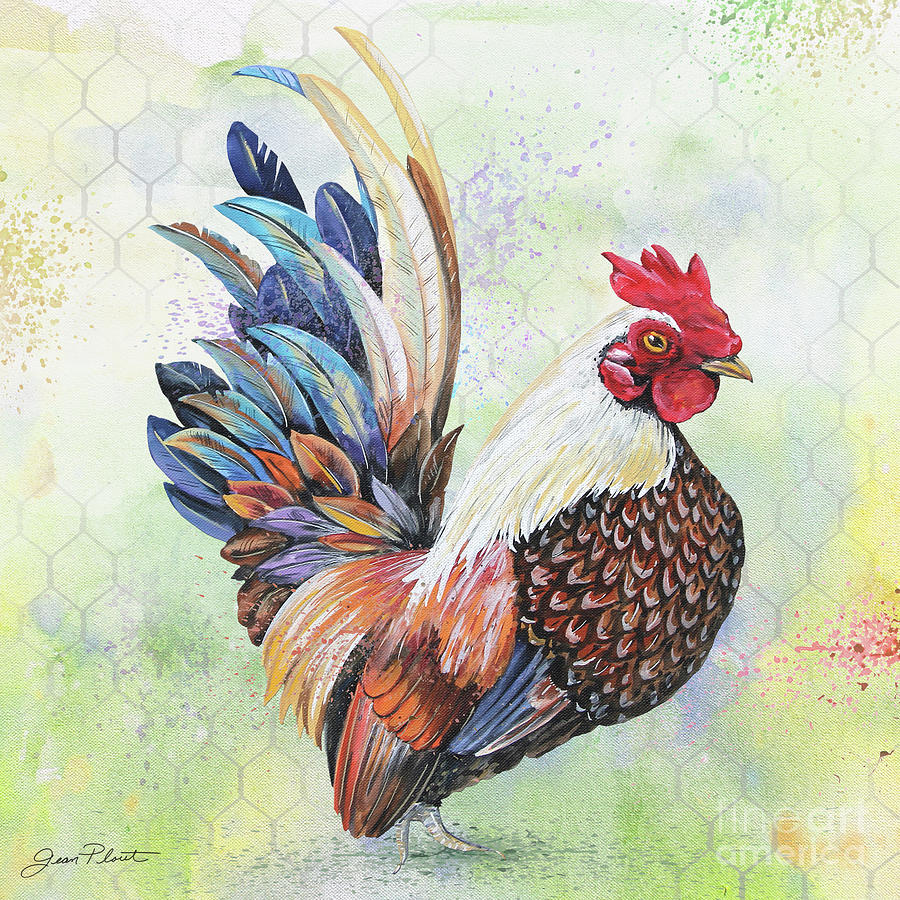 Watercolor Rooster-A Painting by Jean Plout