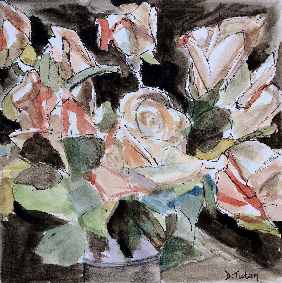 Watercolor Roses Painting by Donna Tuten