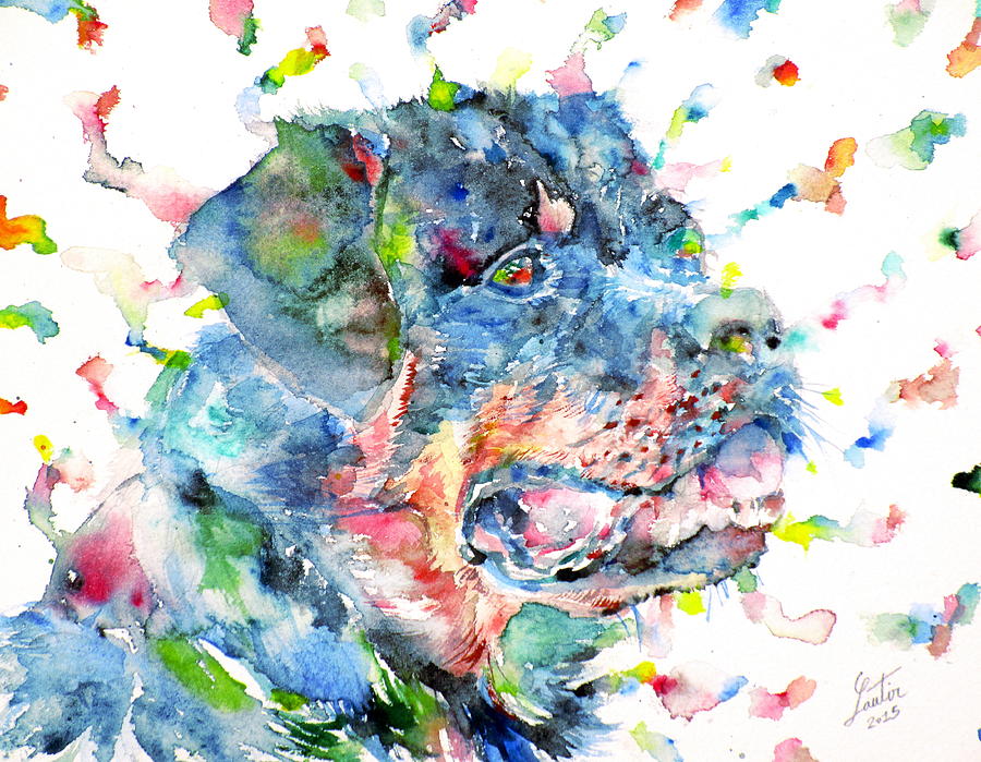 Watercolor Rottweiler Painting by Fabrizio Cassetta