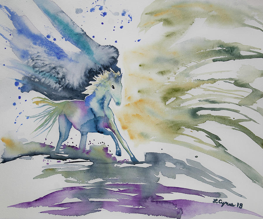 Watercolor - Running Horse Painting by Cascade Colors