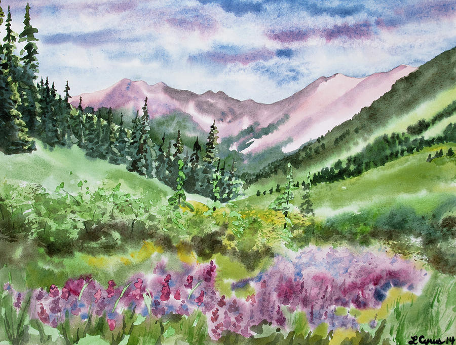 Watercolor - San Juans Mountain Landscape Painting by Cascade Colors