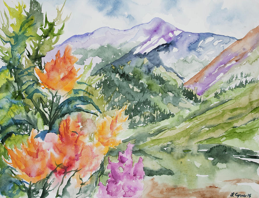 Watercolor - San Juans Summer Mountains And Wildflowers Painting