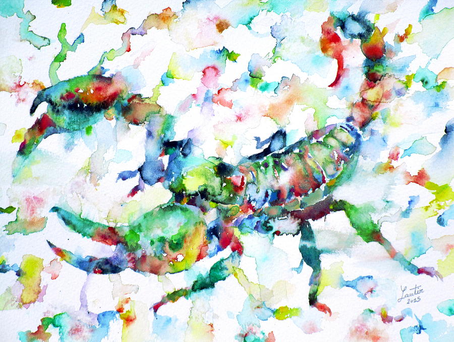 Scorpion Painting - Watercolor Scorpion by Fabrizio Cassetta
