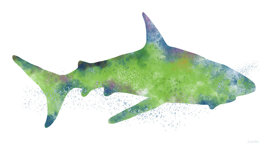  Watercolor Shark 2-Art by Linda Woods Painting by Linda Woods