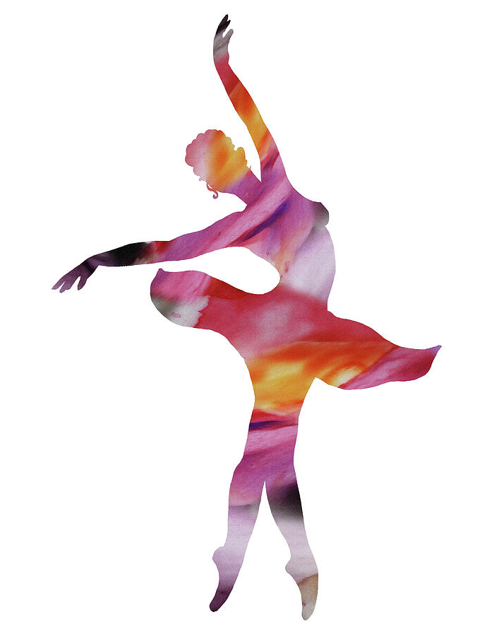 Watercolor Silhouette Dancing Ballerina I Painting by Irina Sztukowski