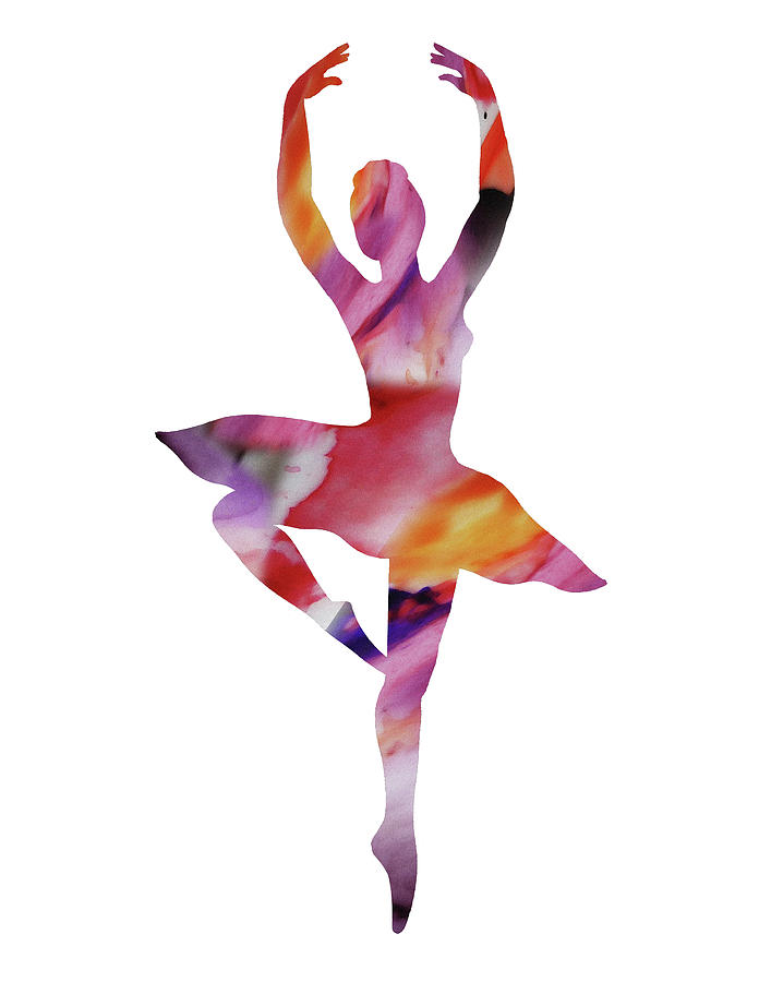 Watercolor Silhouette Dancing Ballerina II Painting by Irina Sztukowski