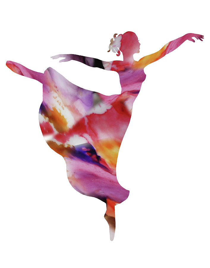 Watercolor Silhouette Dancing Ballerina III Painting by Irina Sztukowski