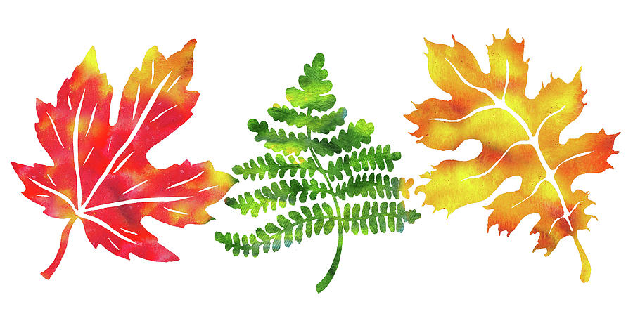 Watercolor Silhouettes Of Fall Leaves Painting by Irina Sztukowski