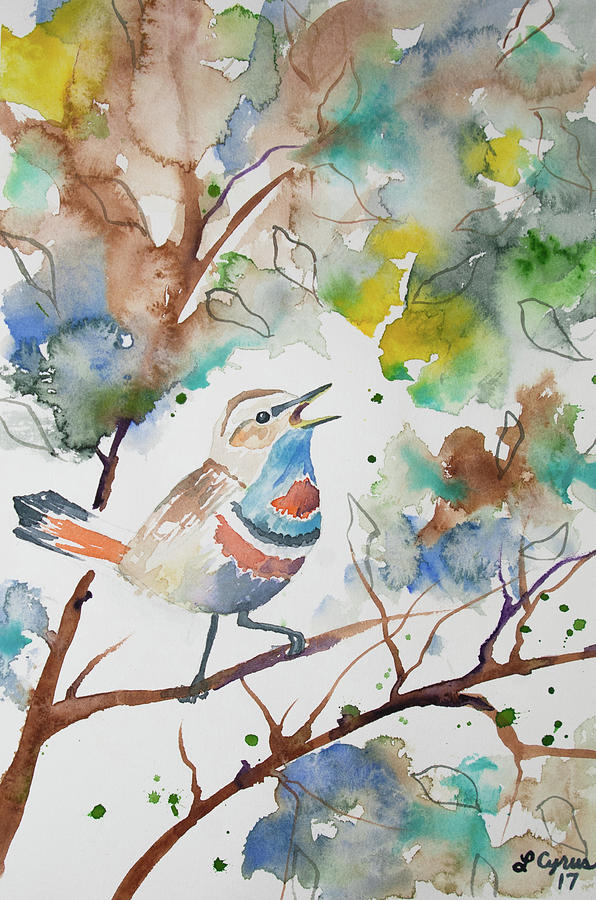 Watercolor - Singing Bluethroat Painting by Cascade Colors