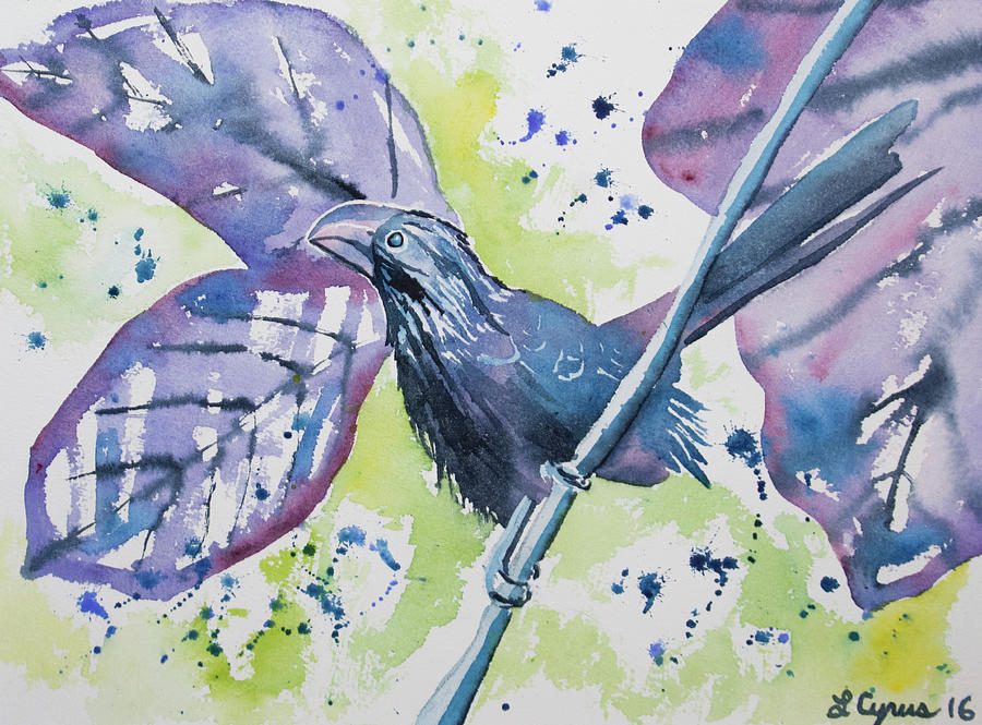 Watercolor - Smooth-billed Ani Painting by Cascade Colors
