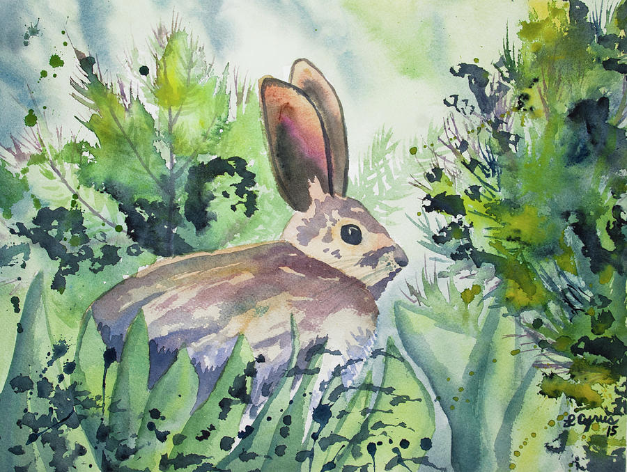 Watercolor - Snowshoe Hare in the Summer Painting by Cascade Colors