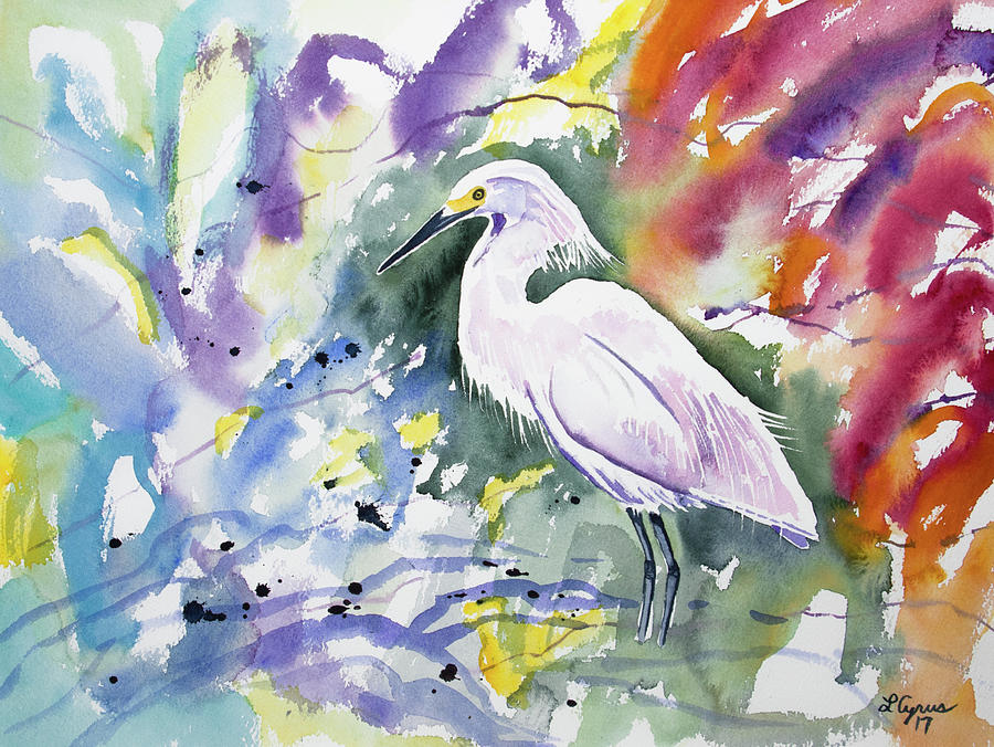 Watercolor - Snowy Egret Painting by Cascade Colors
