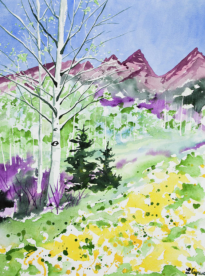 Watercolor - Springtime in the Rocky Mountains Painting by Cascade Colors