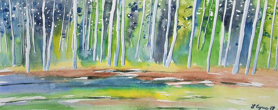 Watercolor - Summer Aspen Forest Impression Painting by Cascade Colors
