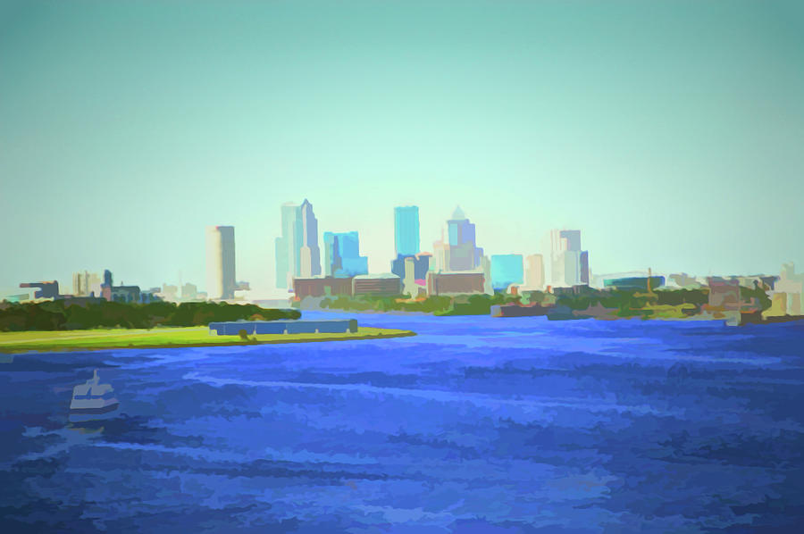 Watercolor Tampa Skyline Photograph