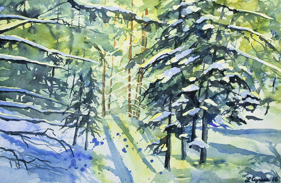 Watercolor - The Wintry Woods Painting by Cascade Colors