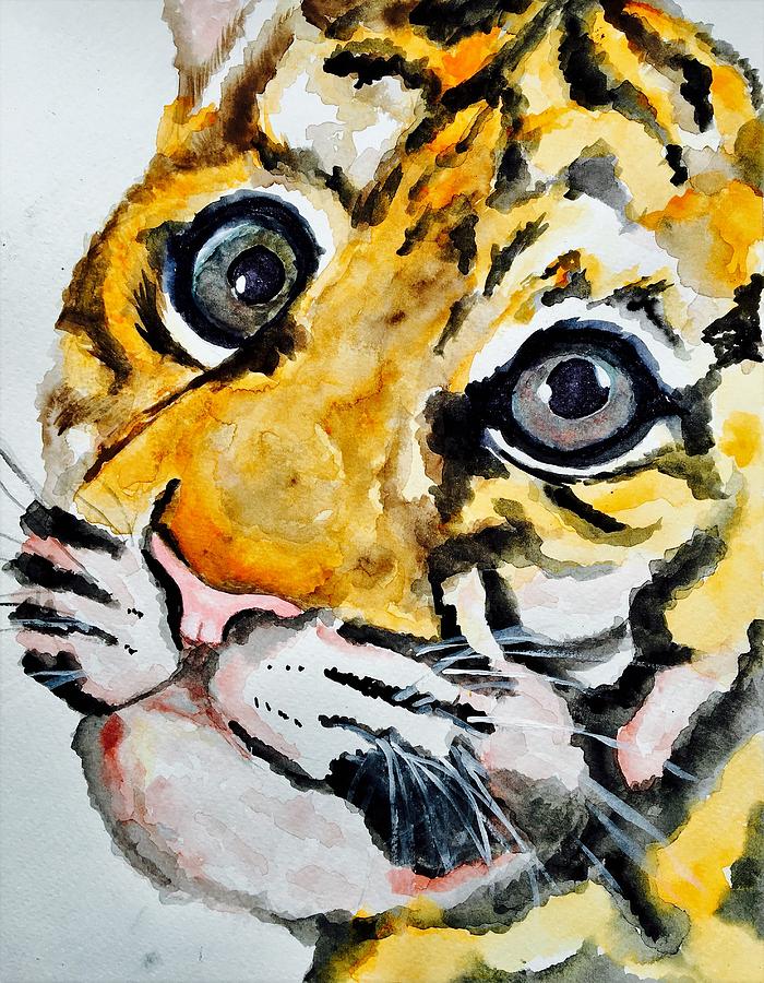 Watercolor Tiger Cub Painting by Hector Gonzalez - Fine Art America