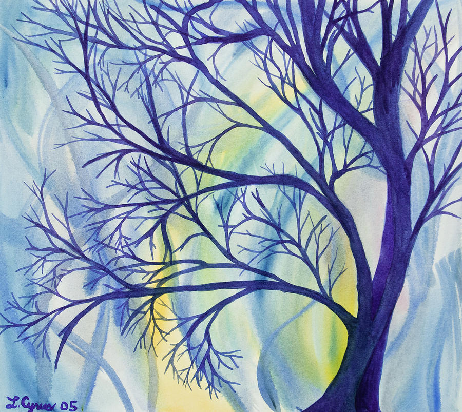 Watercolor - Tree Abstract Painting by Cascade Colors