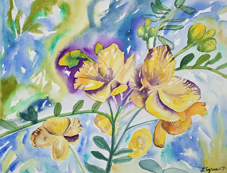 Watercolor - Tropical Yellow Flowers Painting by Cascade Colors