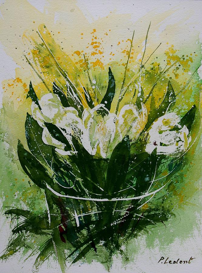 Watercolor Tulips Painting by Pol Ledent