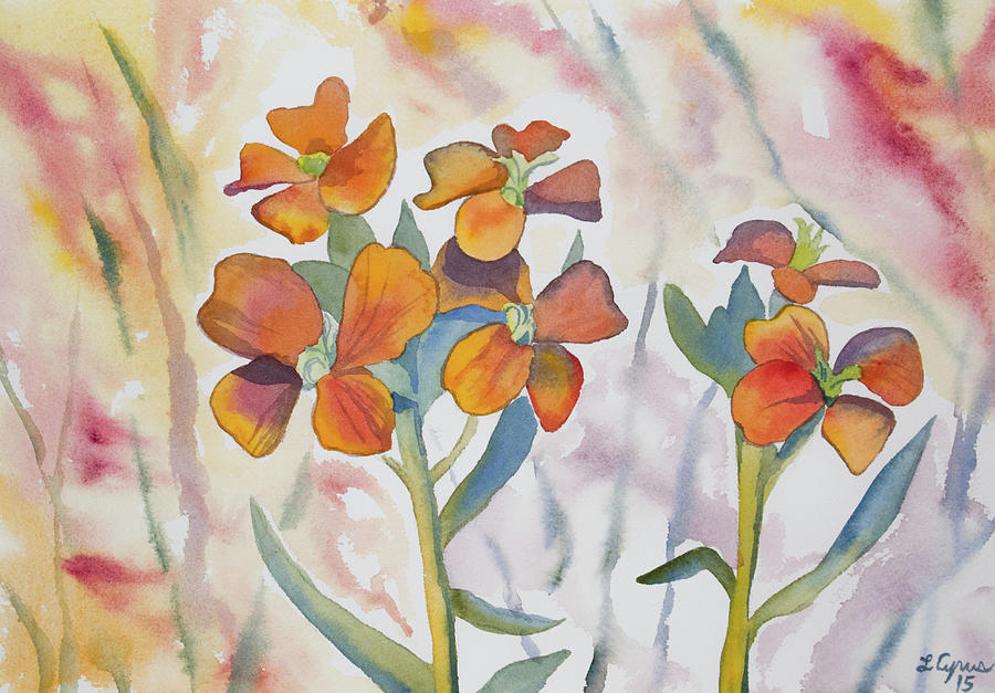 Watercolor - Wallflower Wildflowers Painting by Cascade Colors