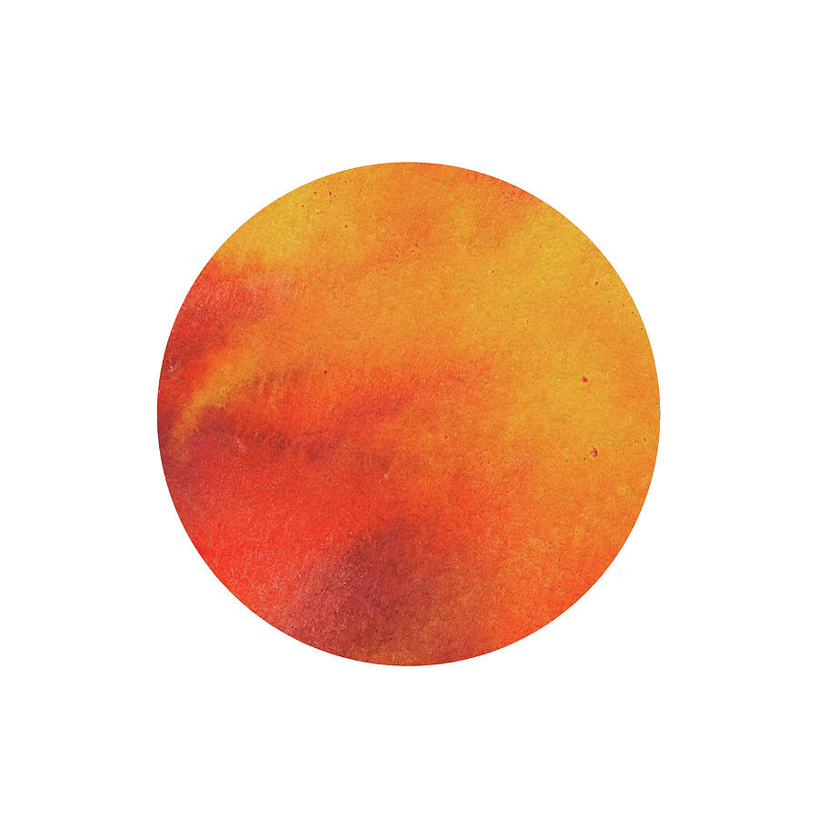 Watercolor Wash Vibrant Orange Circle  Painting by Irina Sztukowski
