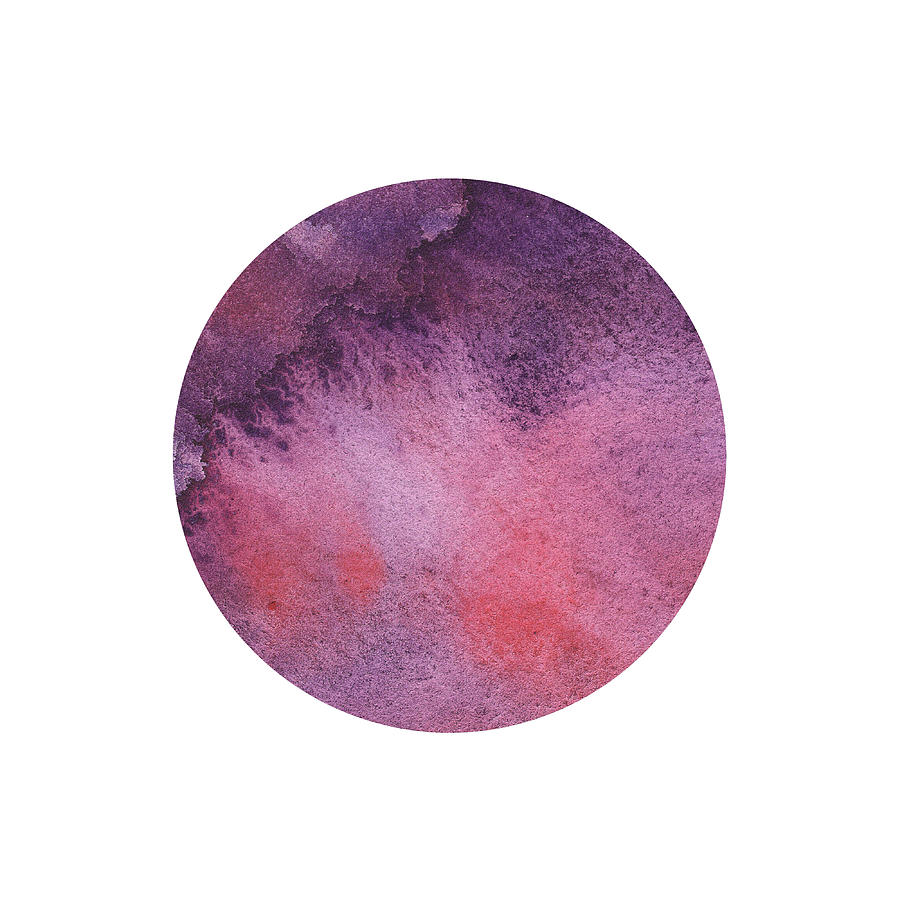 Watercolor Wash Vibrant Purple Circle  Painting by Irina Sztukowski