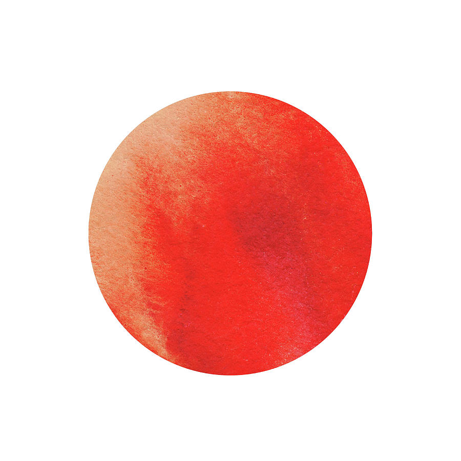 Watercolor Wash Vibrant Red Circle  Painting by Irina Sztukowski