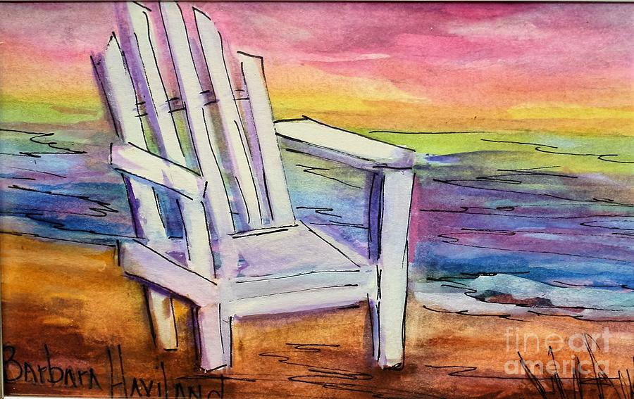 Watercolor White Chair Painting by Barbara Haviland
