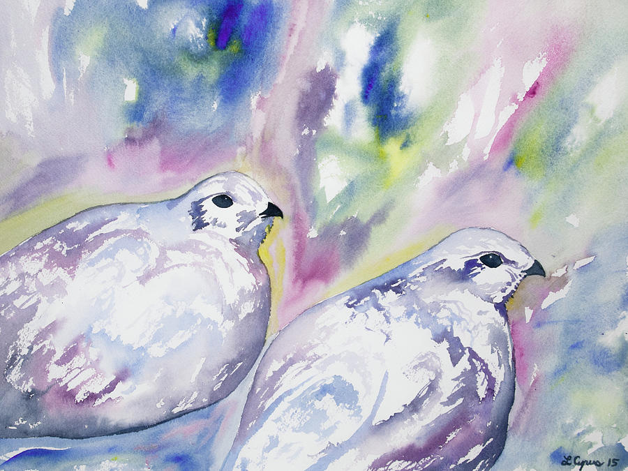 Watercolor- White-tailed Ptarmigan 1 Painting by Cascade Colors